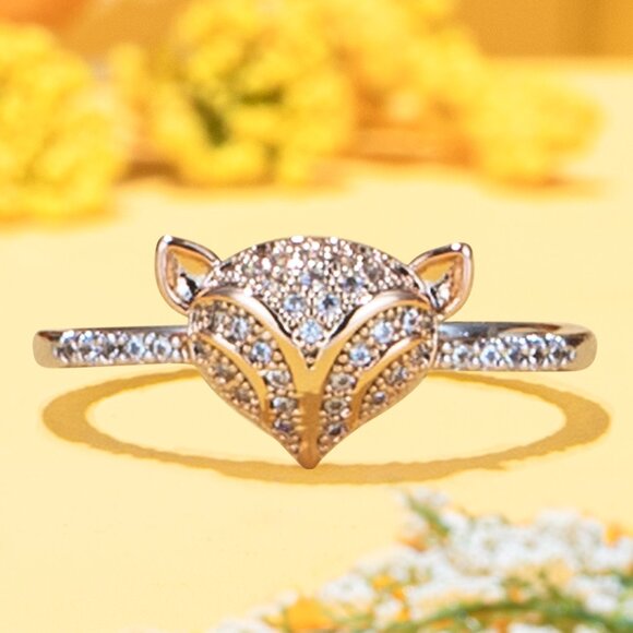 Fox Ring, 925 Sterling Silver, 18k Rose Gold Charmed Aroma - Picture 1 of 9